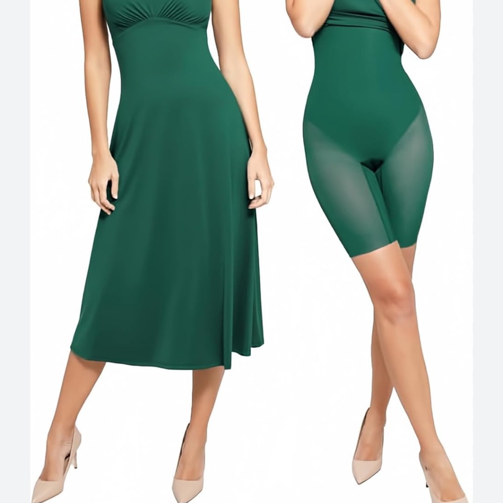 Popilush A Line Slip Tank Dress with Built in shape wear NWT Hunter Green 3X